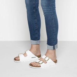 Arizona Bikro-Flor White Patent Birkenstock 39